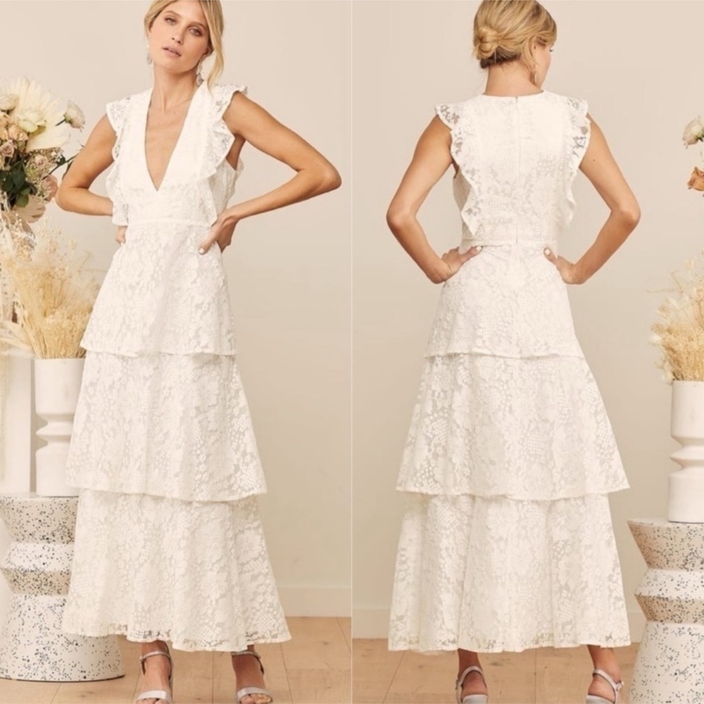 Lulu's White Ruffled Tiered Maxi Dress